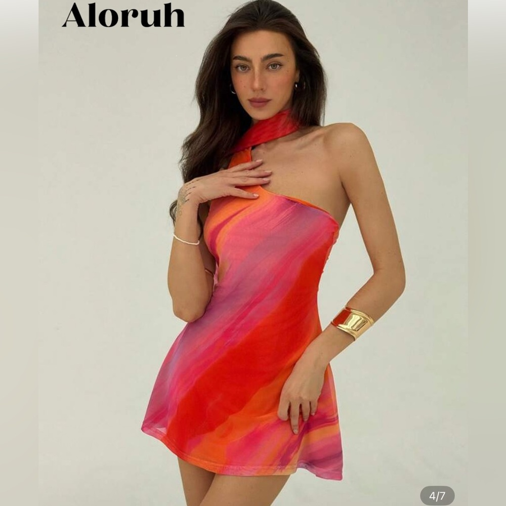 Sunset Asymmetrical Mini Dress